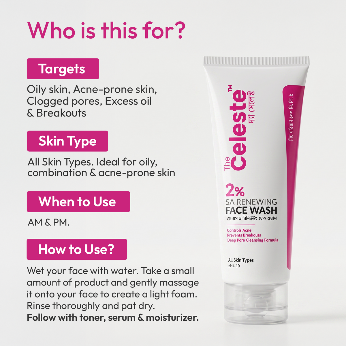 The Celeste 2% SA Renewing Face Wash